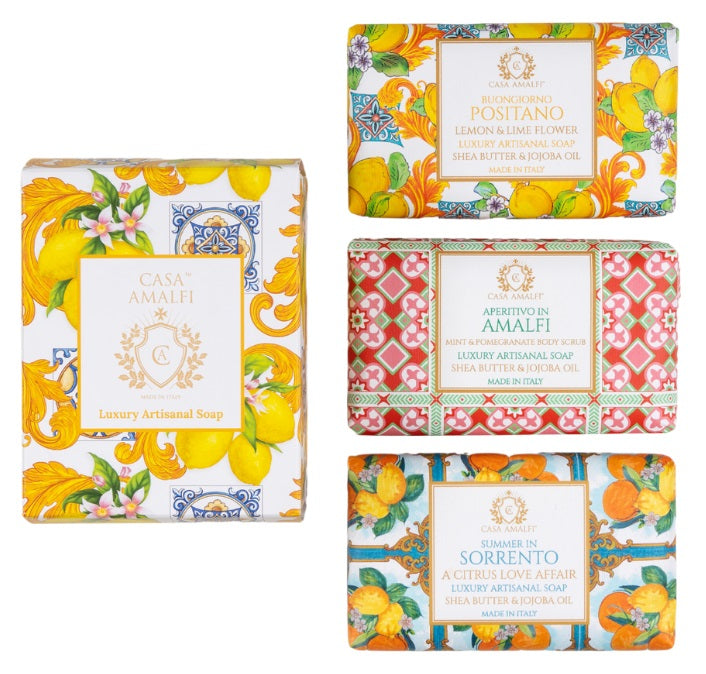 CASA AMALFI MAIOLICA 3-SOAP SET: YELLOW - Buona Fortuna Boutique