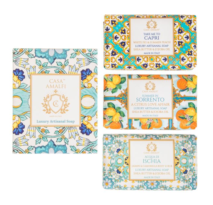 CASA AMALFI MAIOLICA 3-SOAP SET: GREEN - Buona Fortuna Boutique