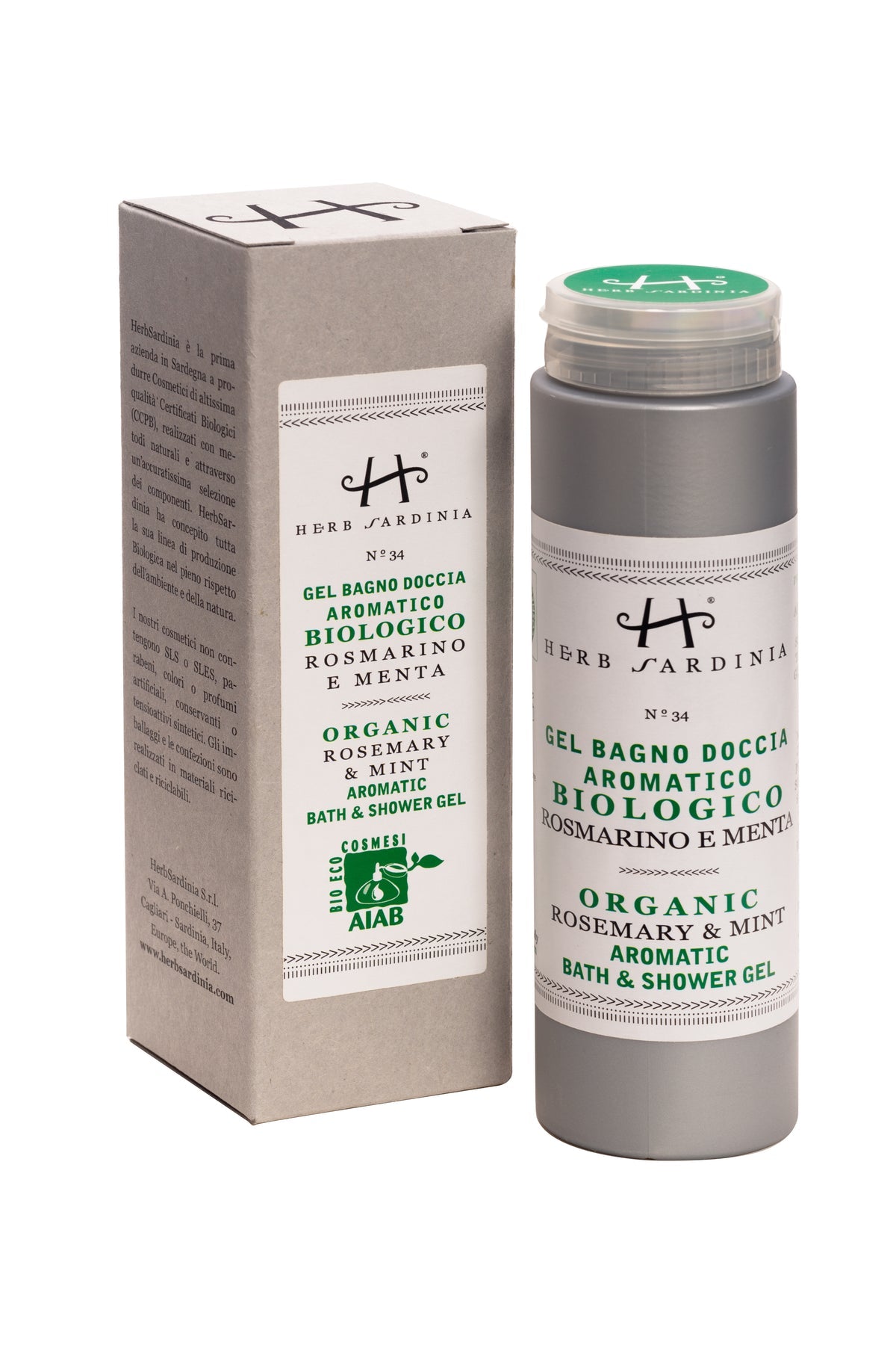 HERBSARDINIA ORGANIC N°34 ROSEMARY & MINT BATH & SHOWER GEL 200 ML - Buona Fortuna Boutique