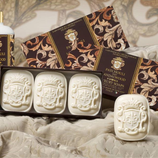 SAPONIFICIO ARTIGIANALE FIORENTINO BAR SOAP SET PATCHOULI & SANDALWOOD - Buona Fortuna Boutique