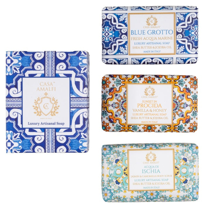 CASA AMALFI MAIOLICA 3-SOAP SET: BLUE - Buona Fortuna Boutique