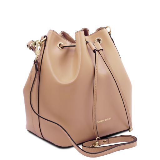 TL   VITTORIA LEATHER BUCKET BAG - Buona Fortuna Boutique