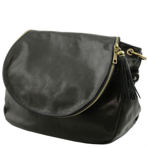 TL BAG SOFT LEATHER SHOULDER BAG WITH TASSEL DETAIL - Buona Fortuna Boutique