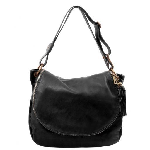 TL BAG SOFT LEATHER SHOULDER BAG WITH TASSEL DETAIL - Buona Fortuna Boutique