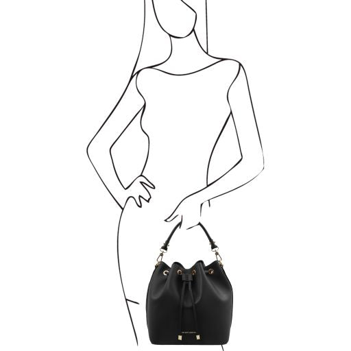 TL   VITTORIA LEATHER BUCKET BAG - Buona Fortuna Boutique