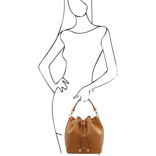 TL   VITTORIA LEATHER BUCKET BAG - Buona Fortuna Boutique